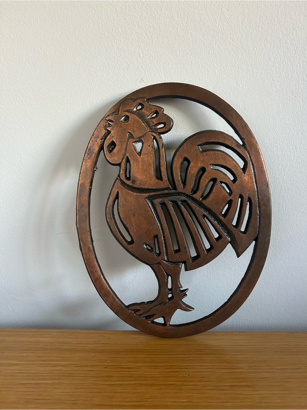 Vintage 1980s Iron Rooster Trivet